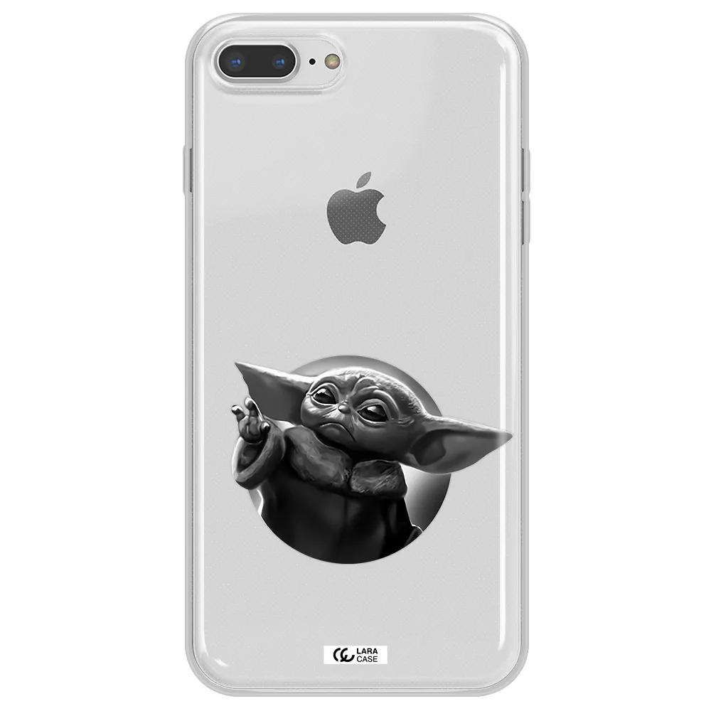 a black and white image of a baby yoda Apple iPhone 7 plus Clear TPU Case