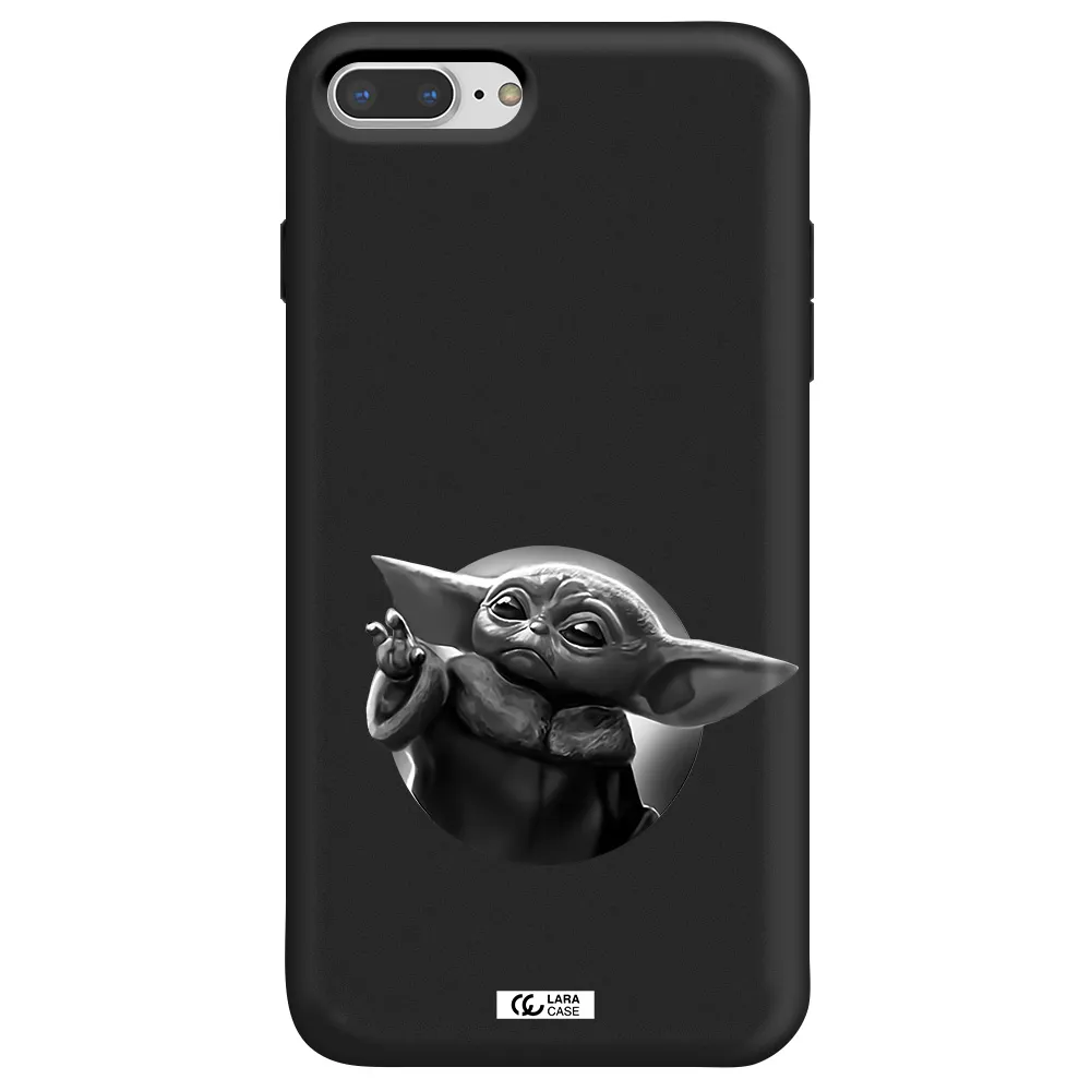a black and white image of a baby yoda Apple iPhone 7 plus Silicone black Case