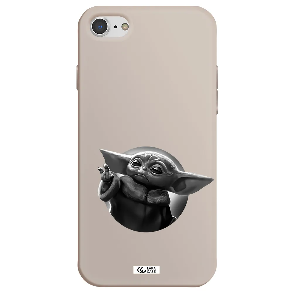 a black and white image of a baby yoda Apple iPhone 7 Silicone Stone Case