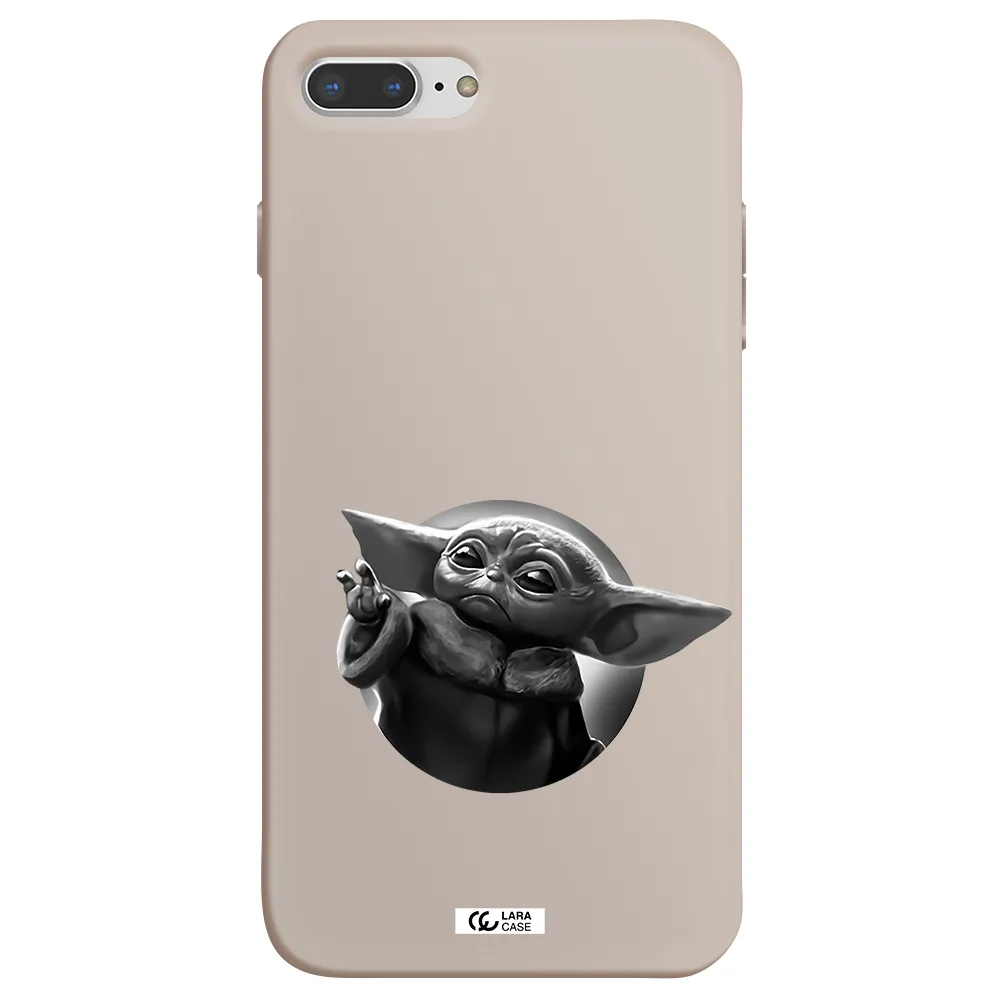 a black and white image of a baby yoda Apple iPhone 8 plus Silicone Stone Case