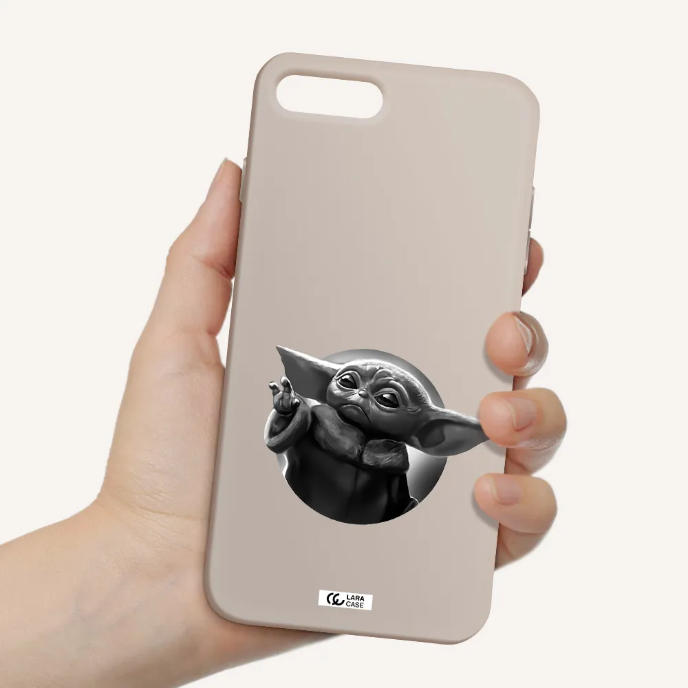 a black and white image of a baby yoda Apple iPhone 8 plus Silicone Stone Case