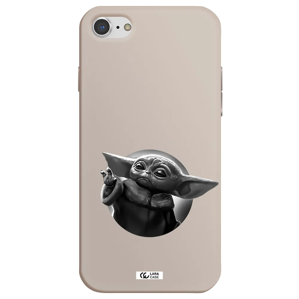 a black and white image of a baby yoda Apple iPhone 8 Silicone Stone Case