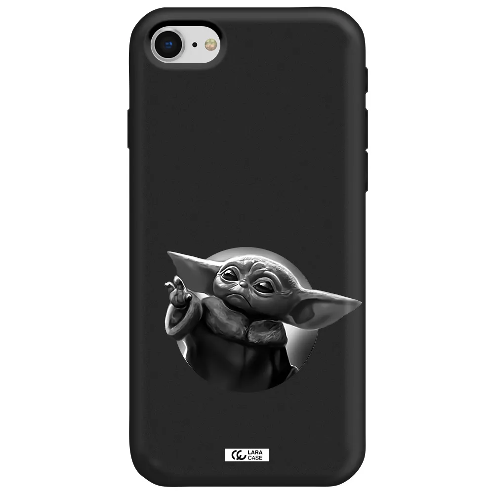 a black and white image of a baby yoda Apple iPhone se 2020 Silicone black Case
