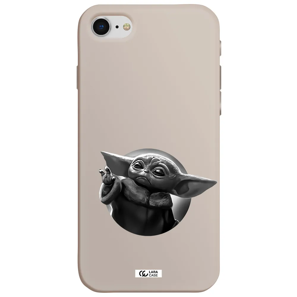 a black and white image of a baby yoda Apple iPhone se 2020 Silicone Stone Case