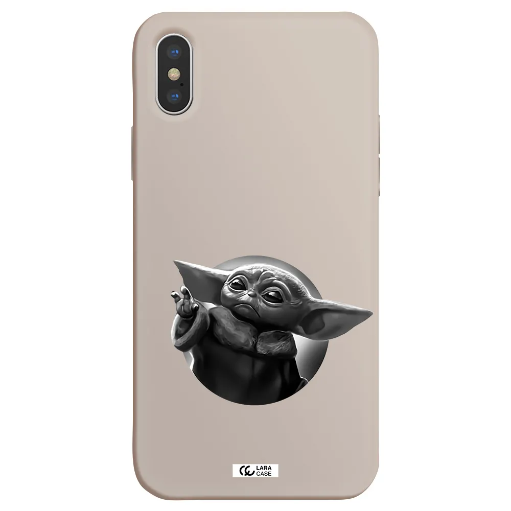 a black and white image of a baby yoda Apple iPhone X Silicone Stone Case