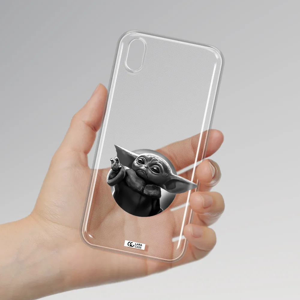 a black and white image of a baby yoda Huawei Honor 8S Clear TPU Case
