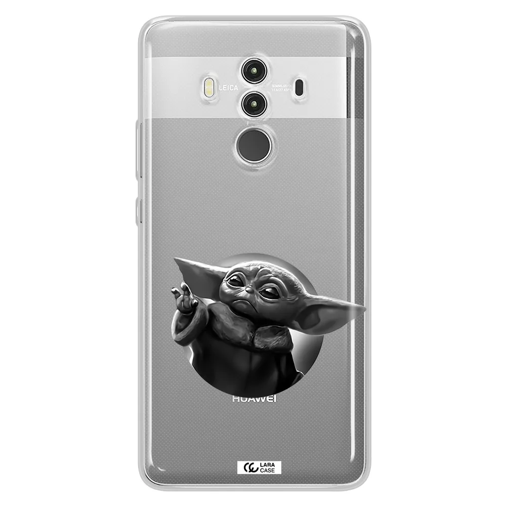 a black and white image of a baby yoda Huawei Mate 10 Clear TPU Case