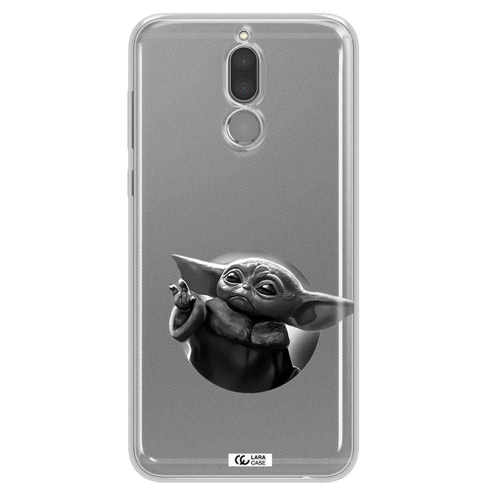 a black and white image of a baby yoda Huawei Mate 10 Lite Clear TPU Case