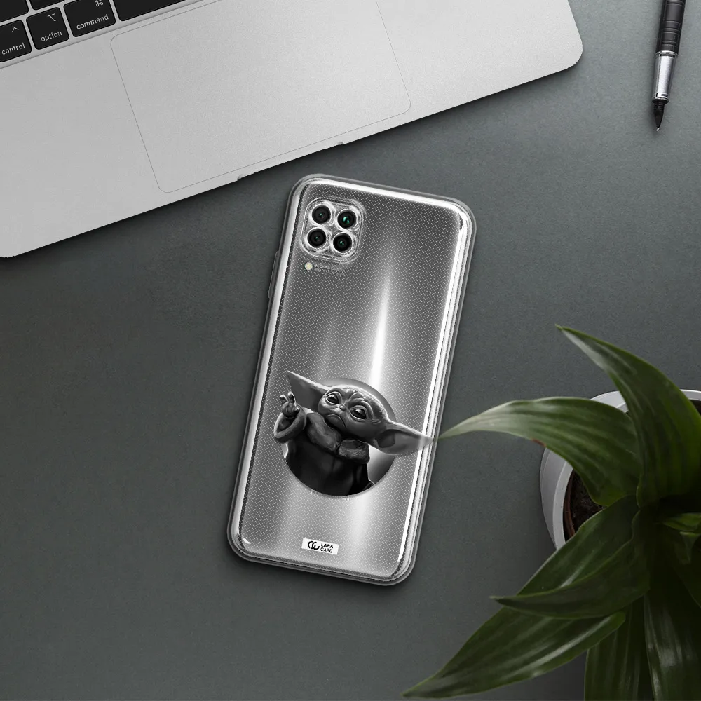 A Black And White Image Of A Baby Yoda Huawei Nova 7I Clear Tpu Case