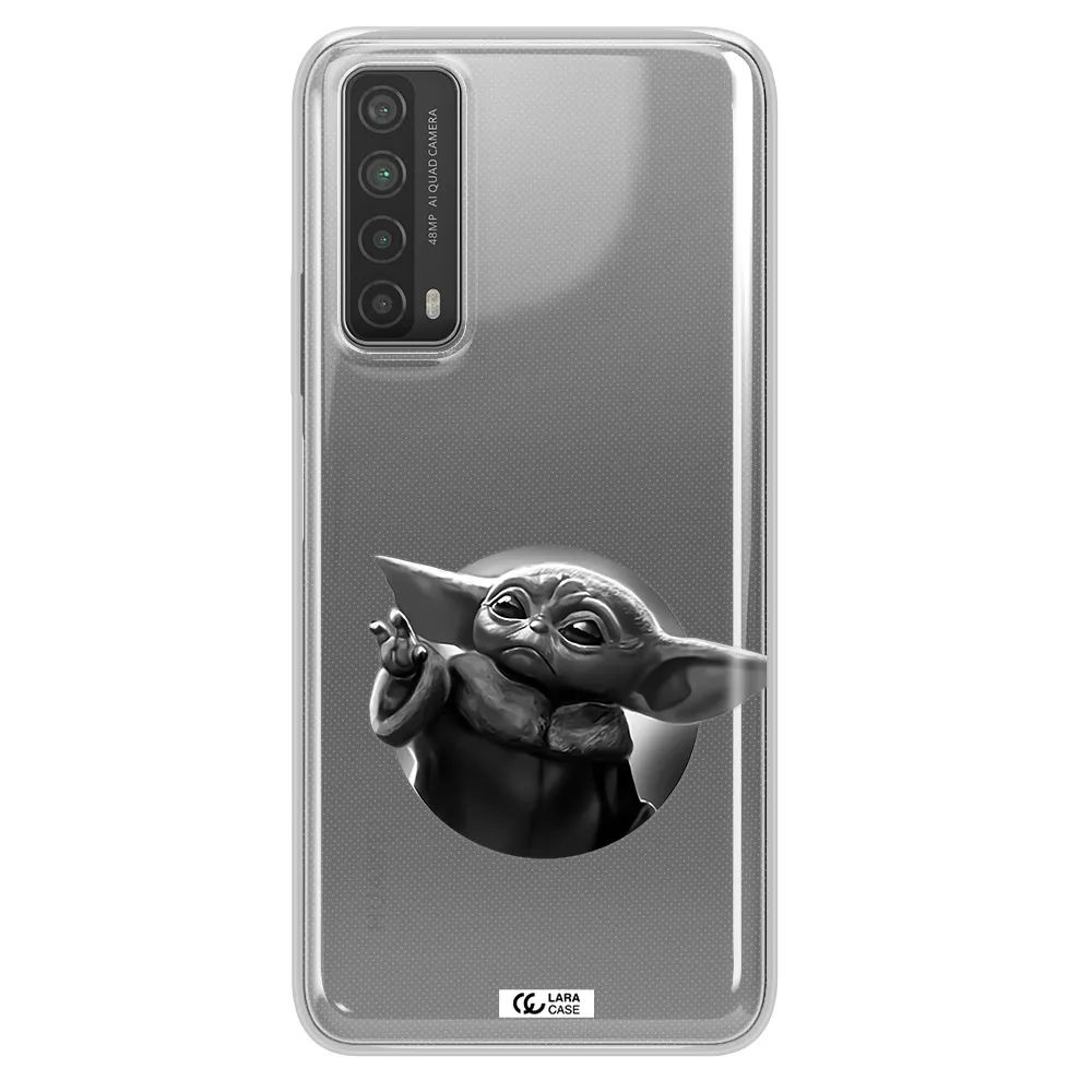 a black and white image of a baby yoda Huawei P Smart 2021 Clear TPU Case