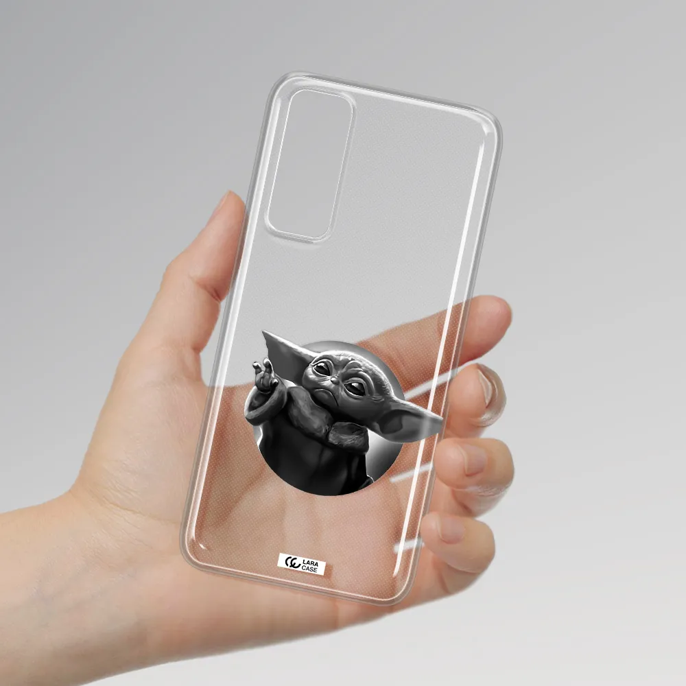 a black and white image of a baby yoda Huawei P Smart 2021 Clear TPU Case