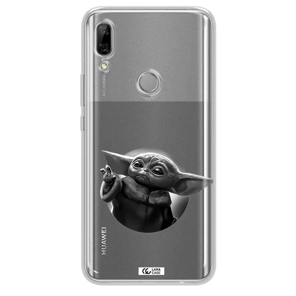 a black and white image of a baby yoda Huawei P Smart Z Clear TPU Case
