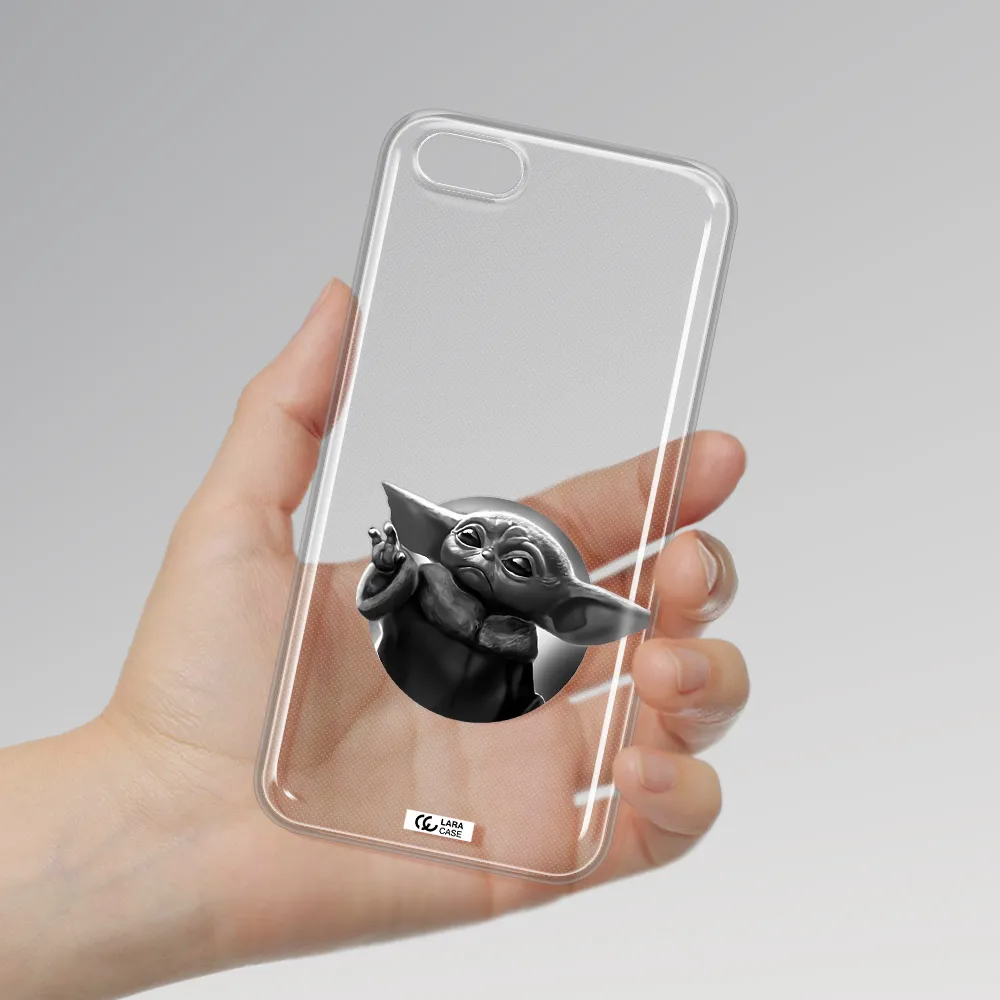 a black and white image of a baby yoda Huawei Y5 2018 Clear TPU Case