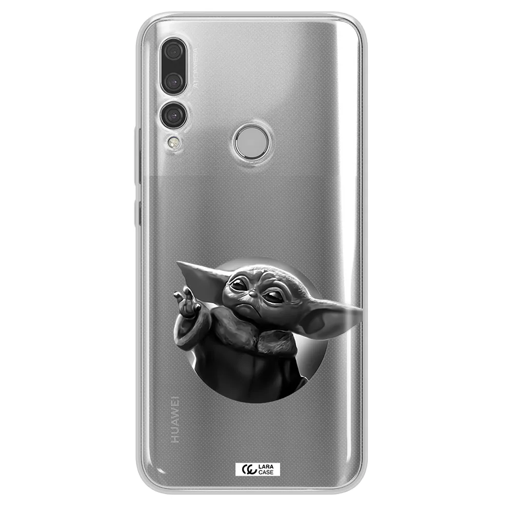 a black and white image of a baby yoda Huawei Y9 Prime 2019 Clear TPU Case