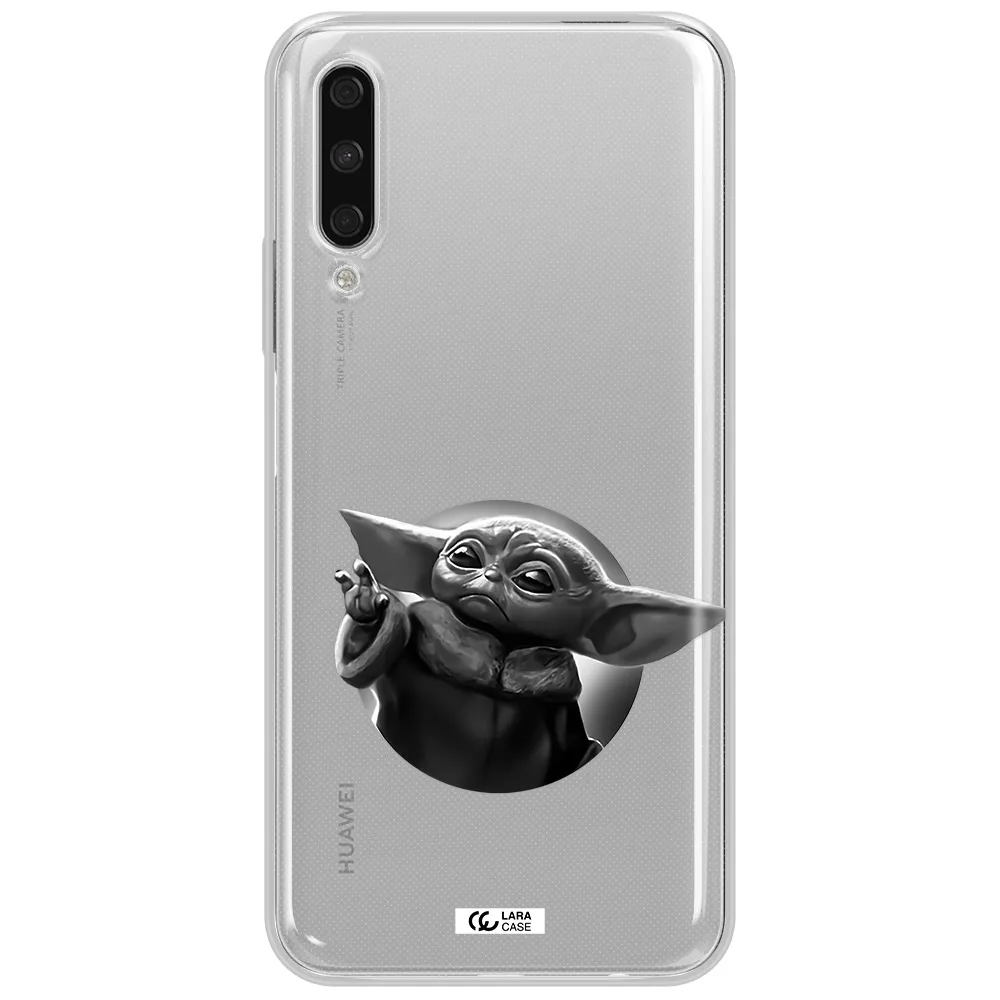 A Black And White Image Of A Baby Yoda Huawei Y9S Clear Tpu Case