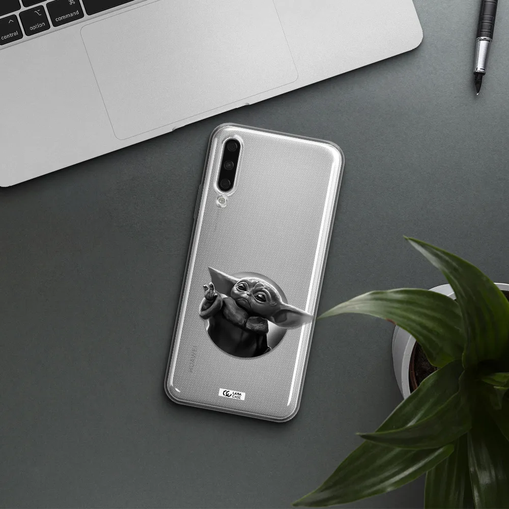 A Black And White Image Of A Baby Yoda Huawei Y9S Clear Tpu Case