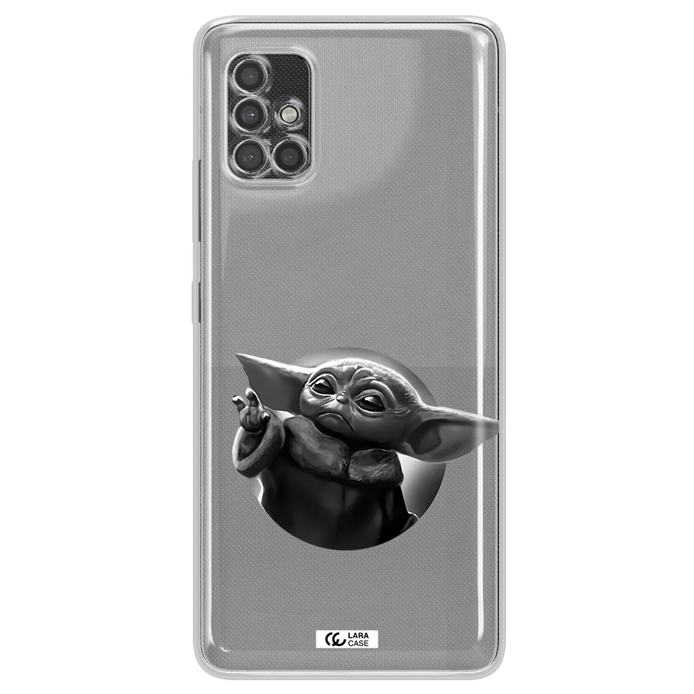 A Black And White Image Of A Baby Yoda Samsung A40S Clear Tpu Case