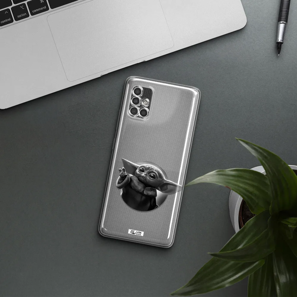 A Black And White Image Of A Baby Yoda Samsung A40S Clear Tpu Case