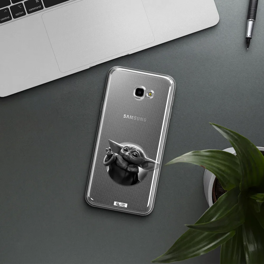 a black and white image of a baby yoda Samsung J4 Plus Clear TPU Case