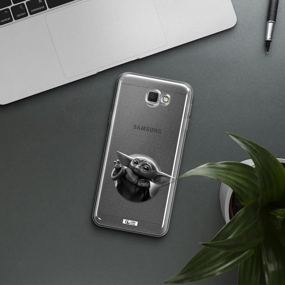 a black and white image of a baby yoda Samsung J5 Prime Clear TPU Case