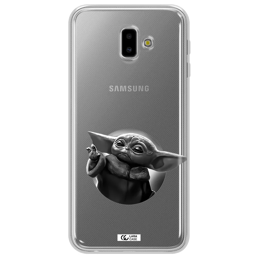 a black and white image of a baby yoda Samsung J6 Plus Clear TPU Case