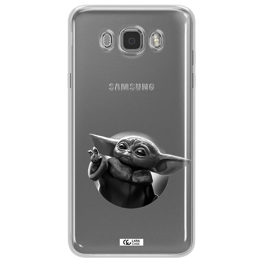 a black and white image of a baby yoda Samsung J7 2016 Clear TPU Case