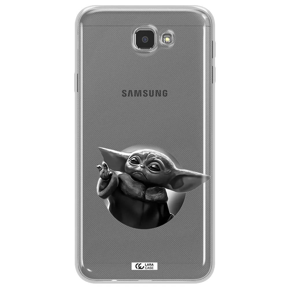 a black and white image of a baby yoda Samsung J7 Prim Clear TPU Case