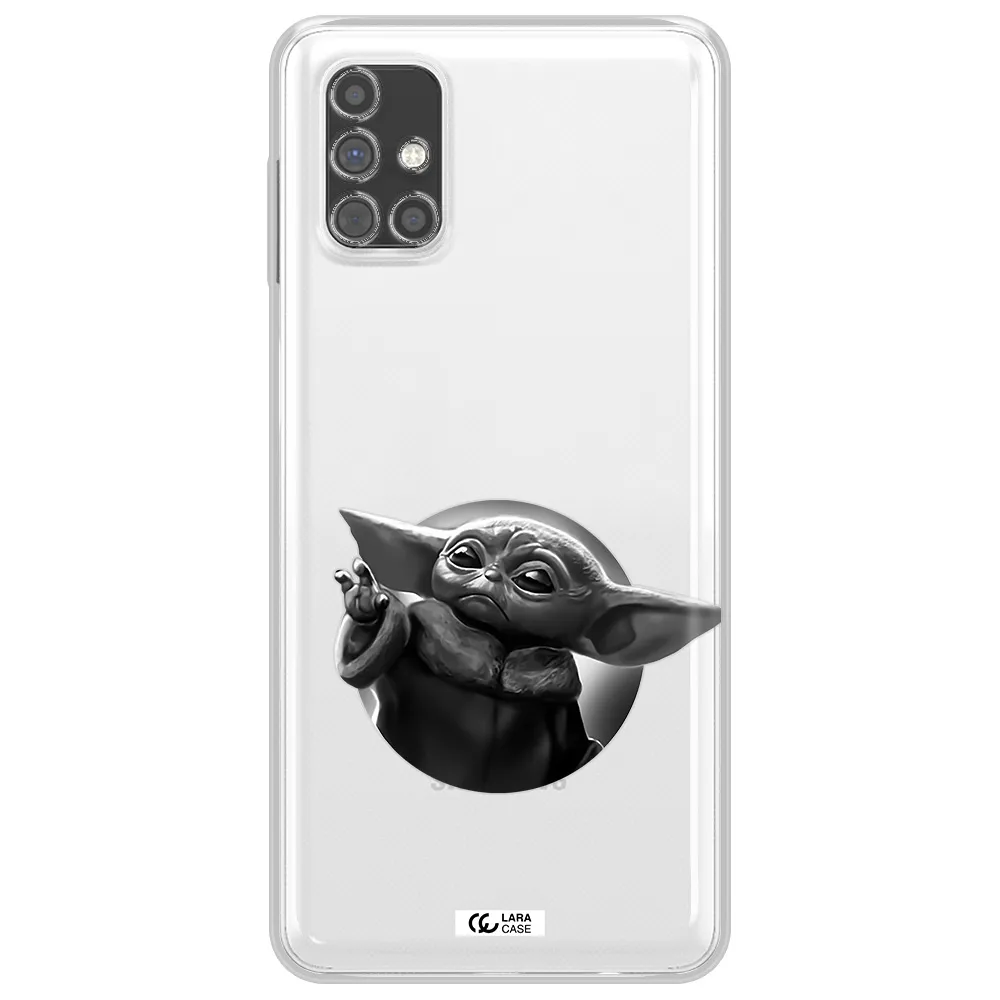 a black and white image of a baby yoda Samsung M31S Clear TPU Case
