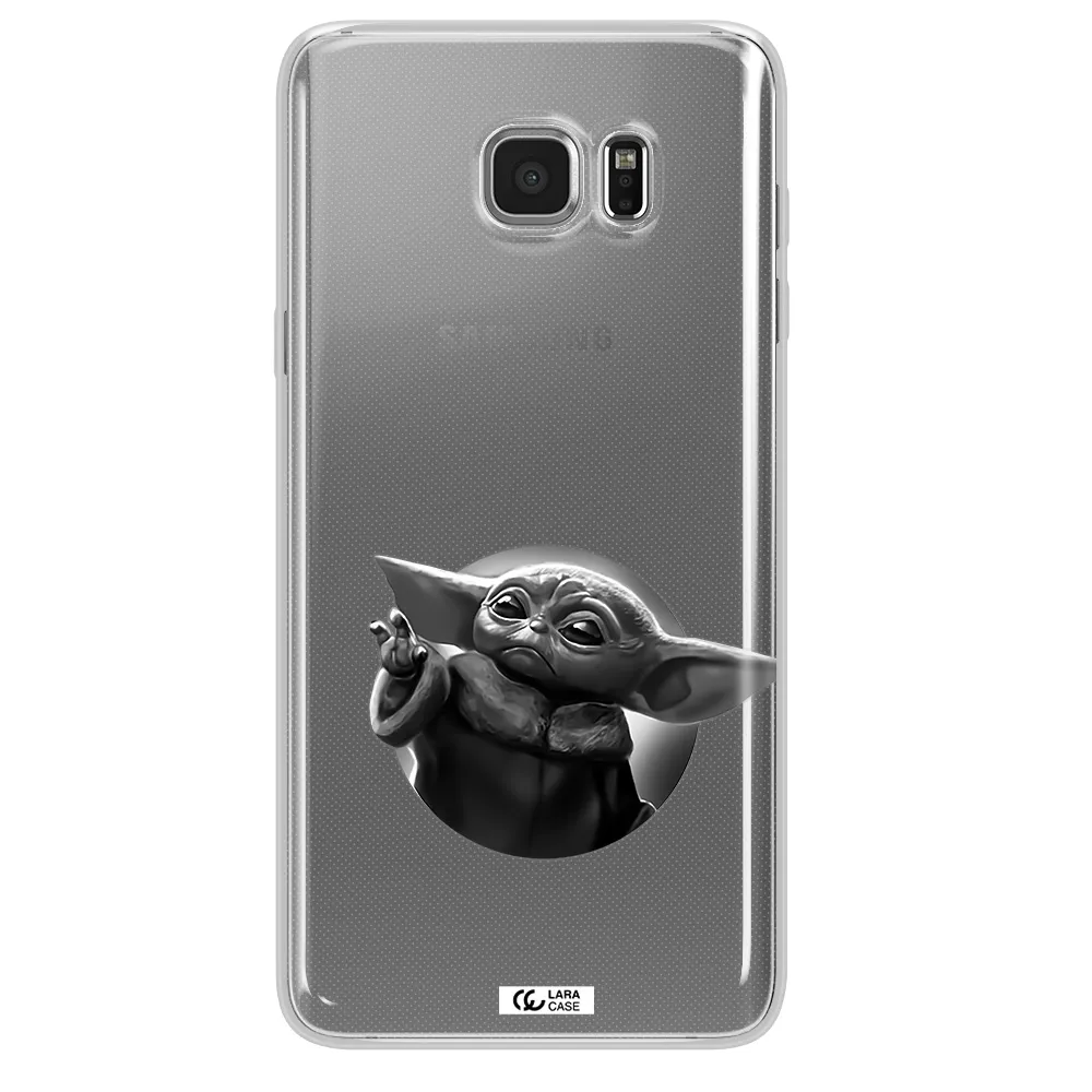 a black and white image of a baby yoda Samsung Note 5 Clear TPU Case