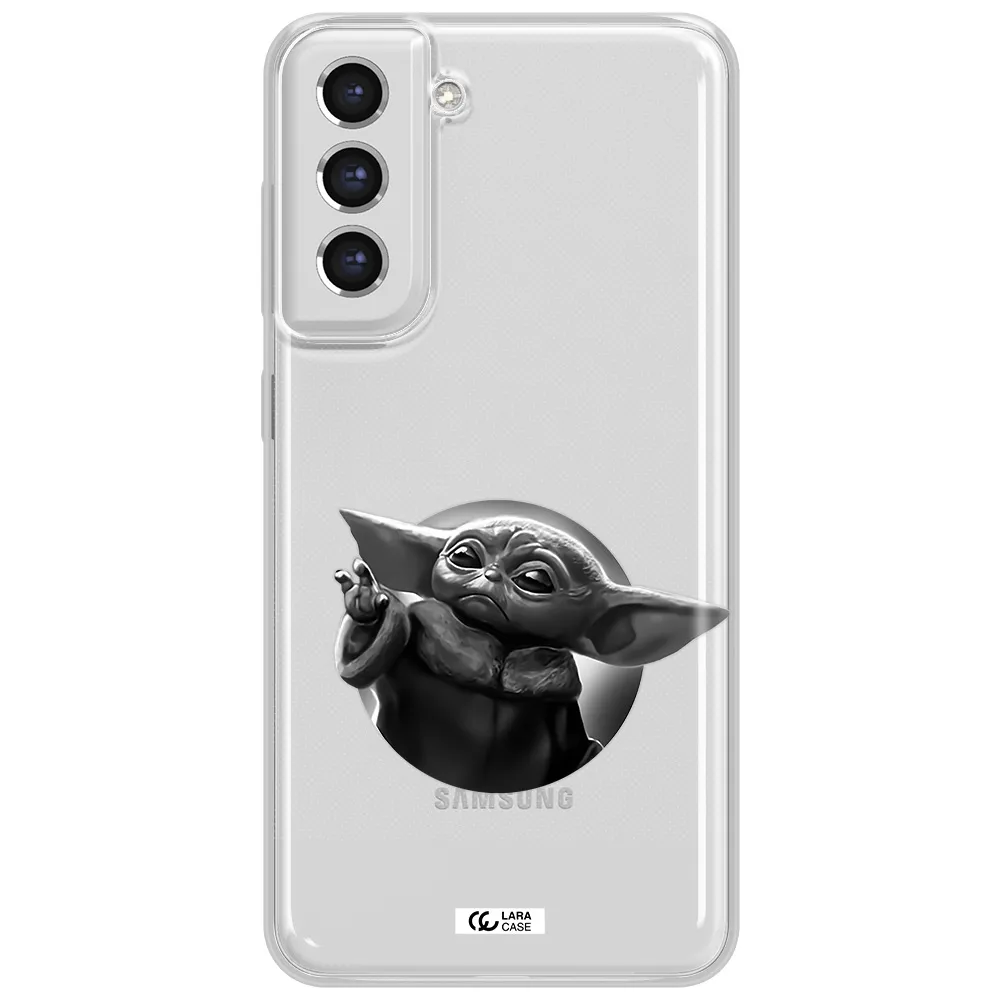 A Black And White Image Of A Baby Yoda Samsung S21 Fe Clear Tpu Case