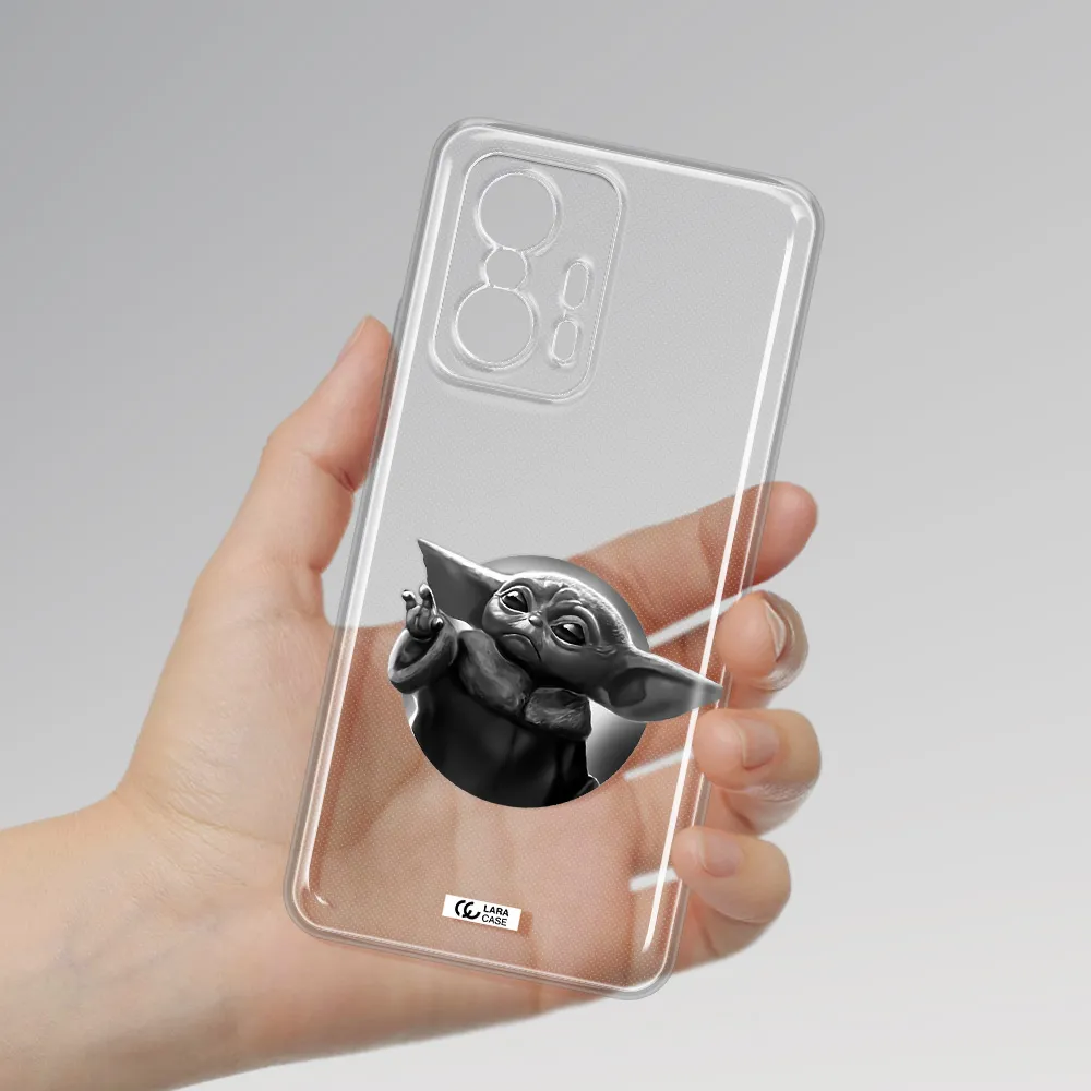 A Black And White Image Of A Baby Yoda Xiaomi 11T Clear Tpu Case