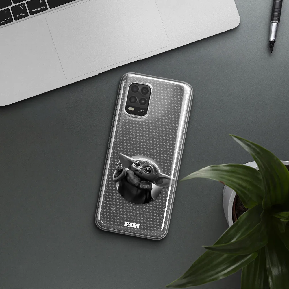 a black and white image of a baby yoda Xiaomi Mi 10 Lite Clear TPU Case