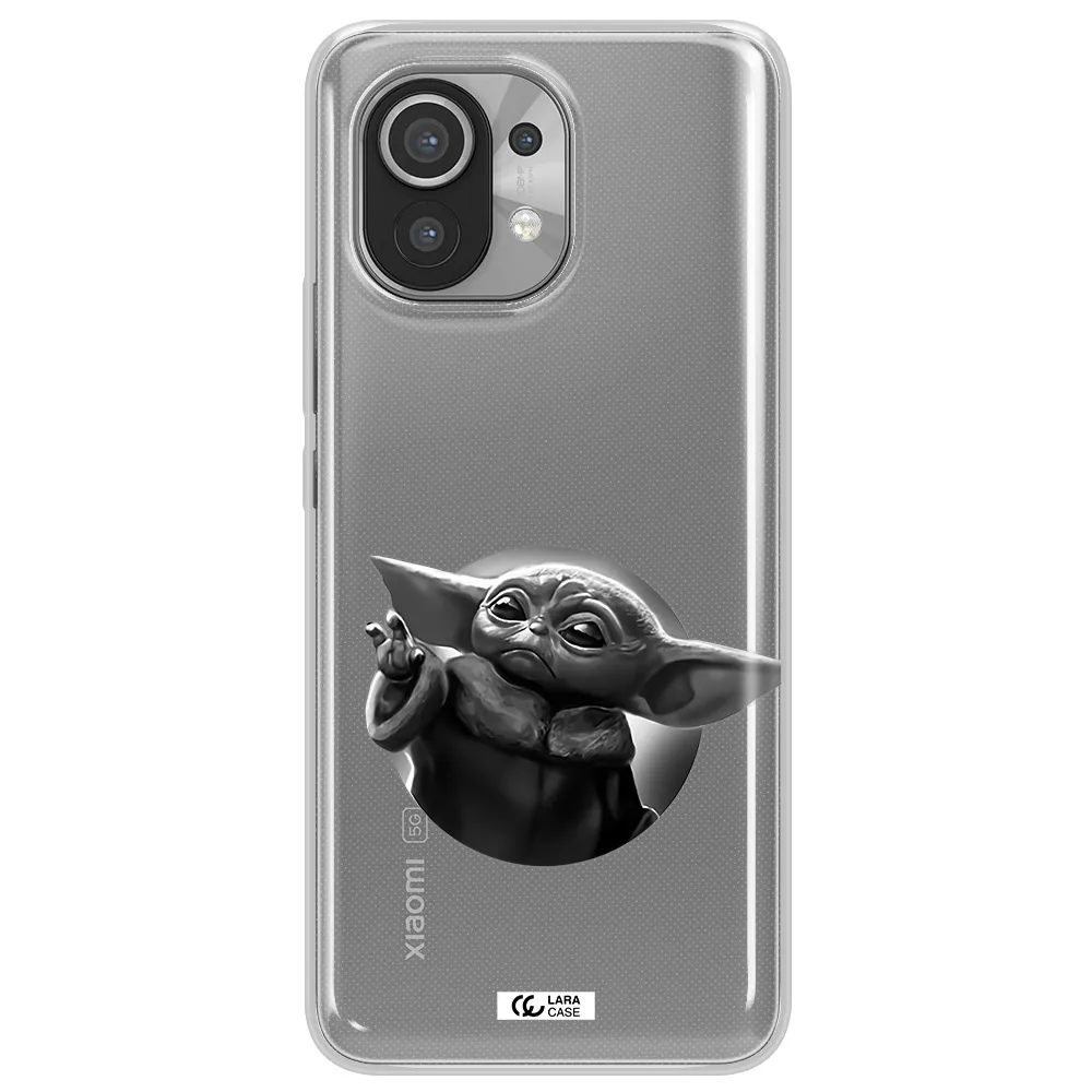 a black and white image of a baby yoda Xiaomi Mi 11 Clear TPU Case