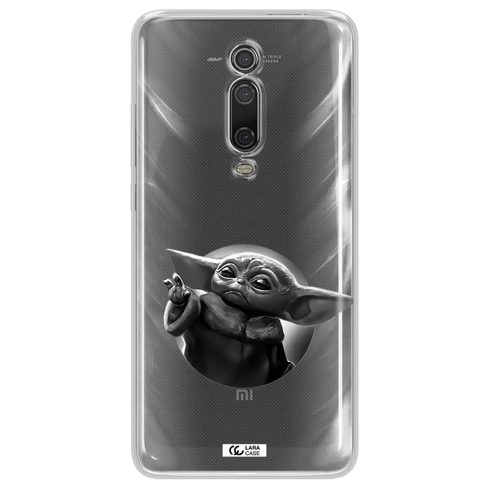 a black and white image of a baby yoda Xiaomi Mi 9T Clear TPU Case