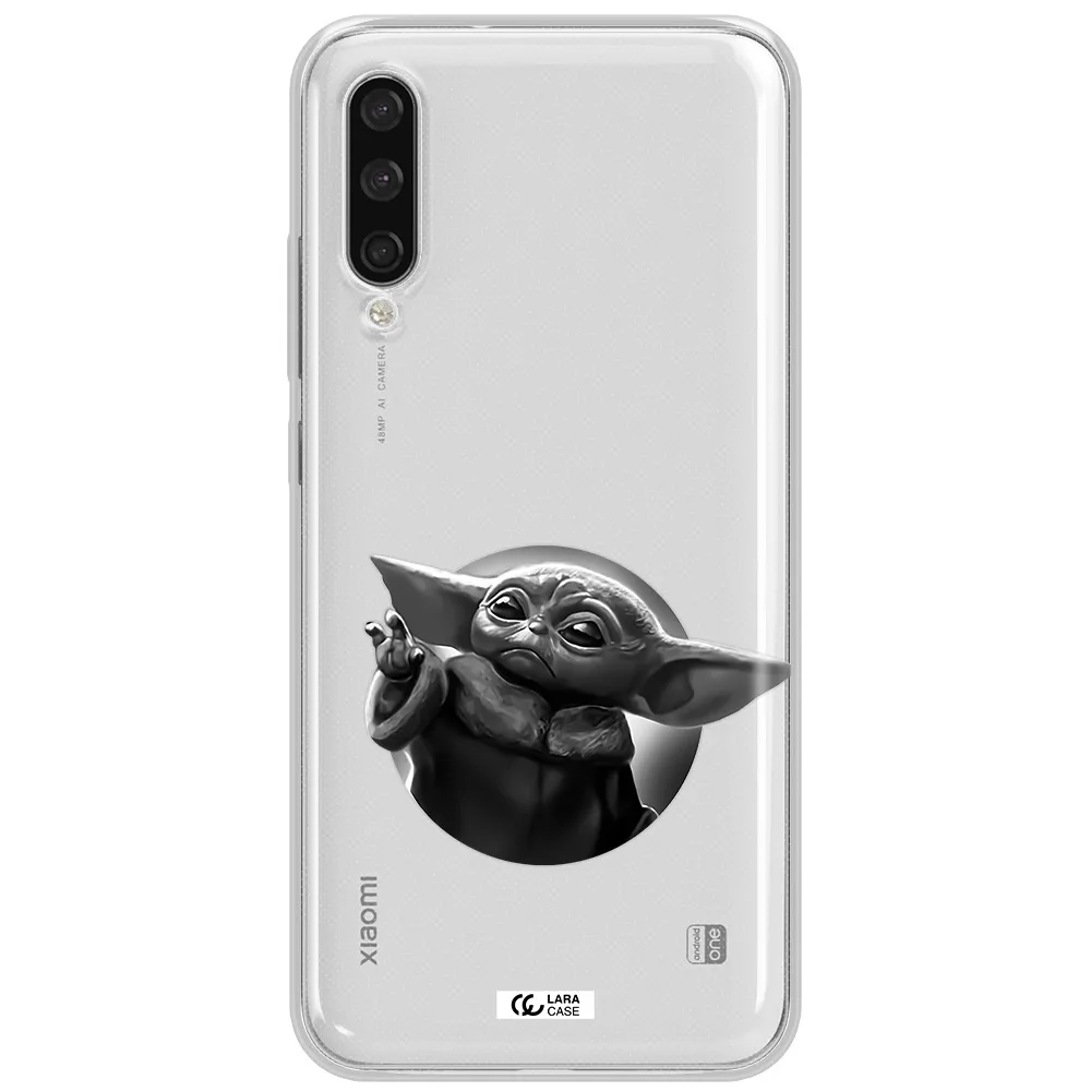 A Black And White Image Of A Baby Yoda Xiaomi Mi A3 Clear Tpu Case