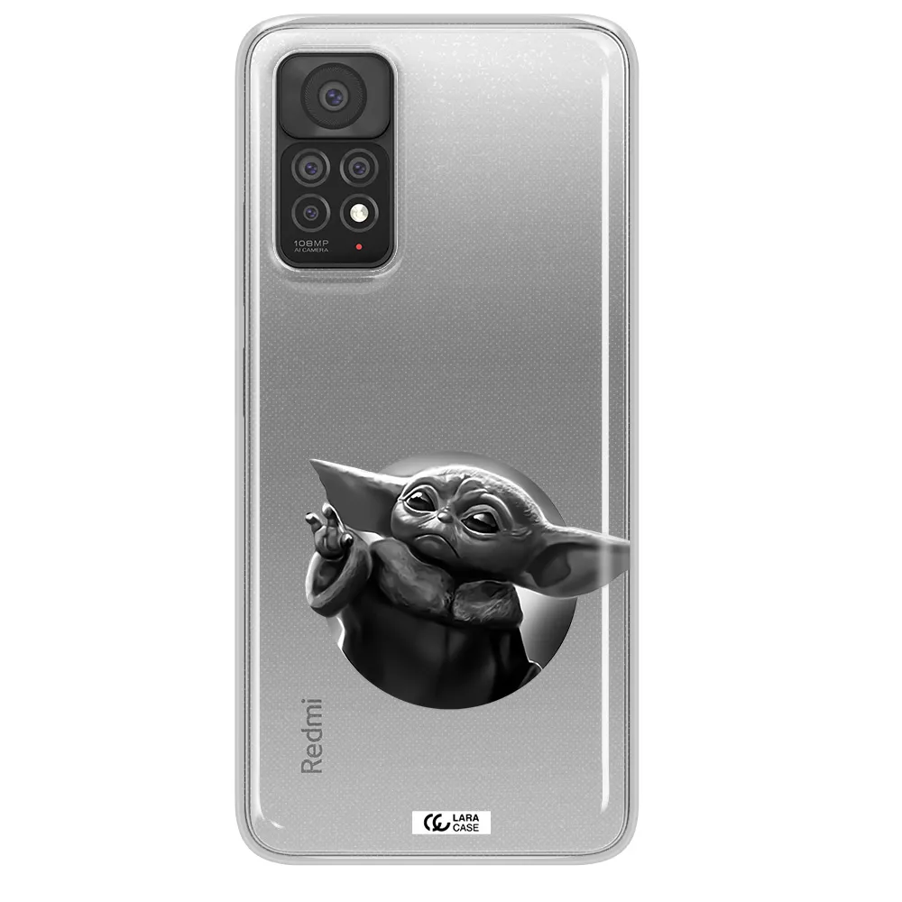 a black and white image of a baby yoda Xiaomi Note 11 Pro Clear TPU Case