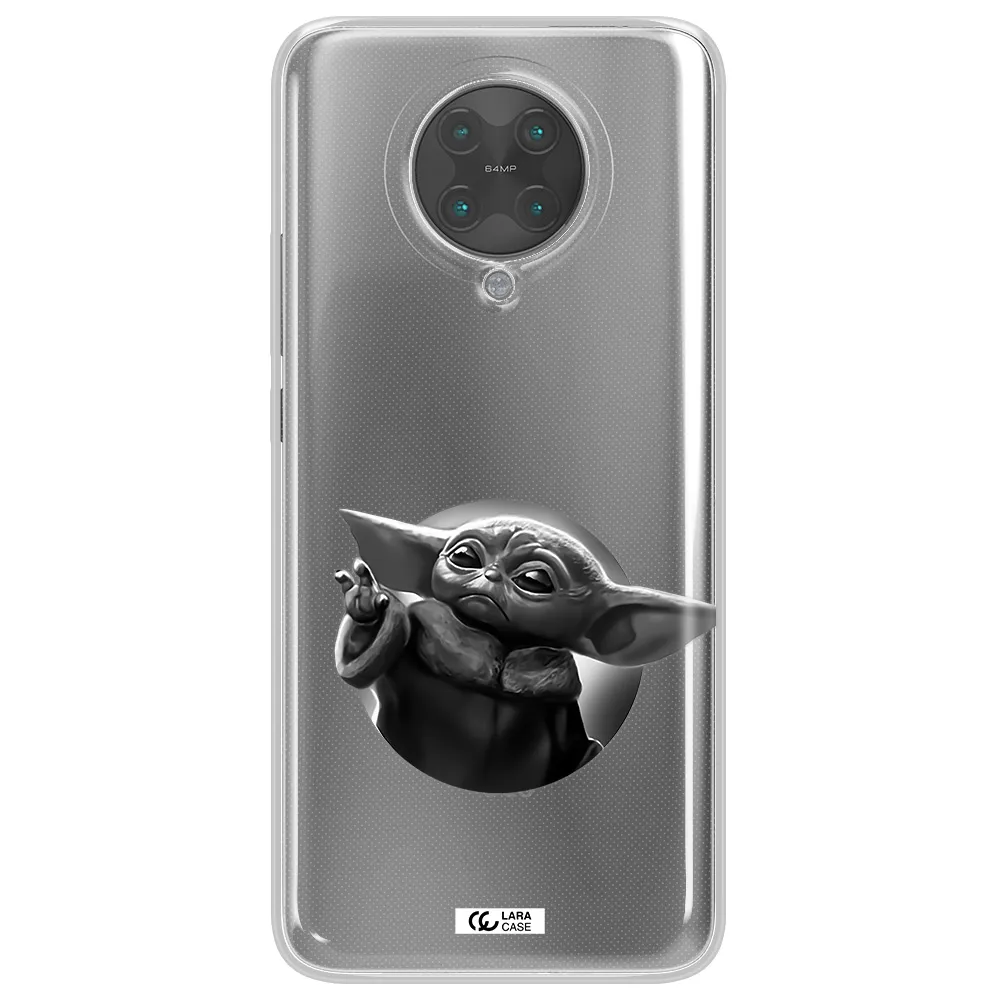 a black and white image of a baby yoda Xiaomi Poco F2 Pro Clear TPU Case