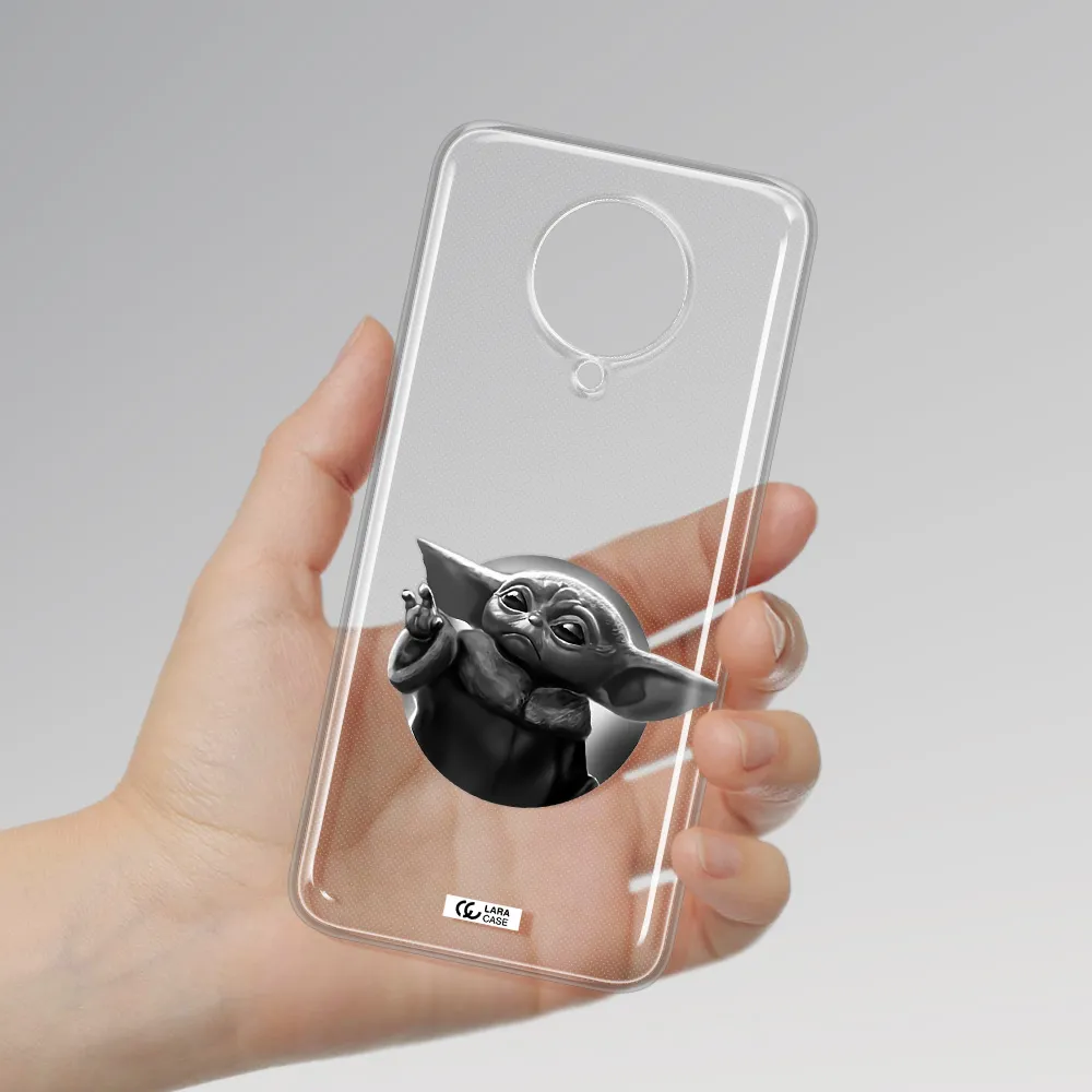 a black and white image of a baby yoda Xiaomi Poco F2 Pro Clear TPU Case