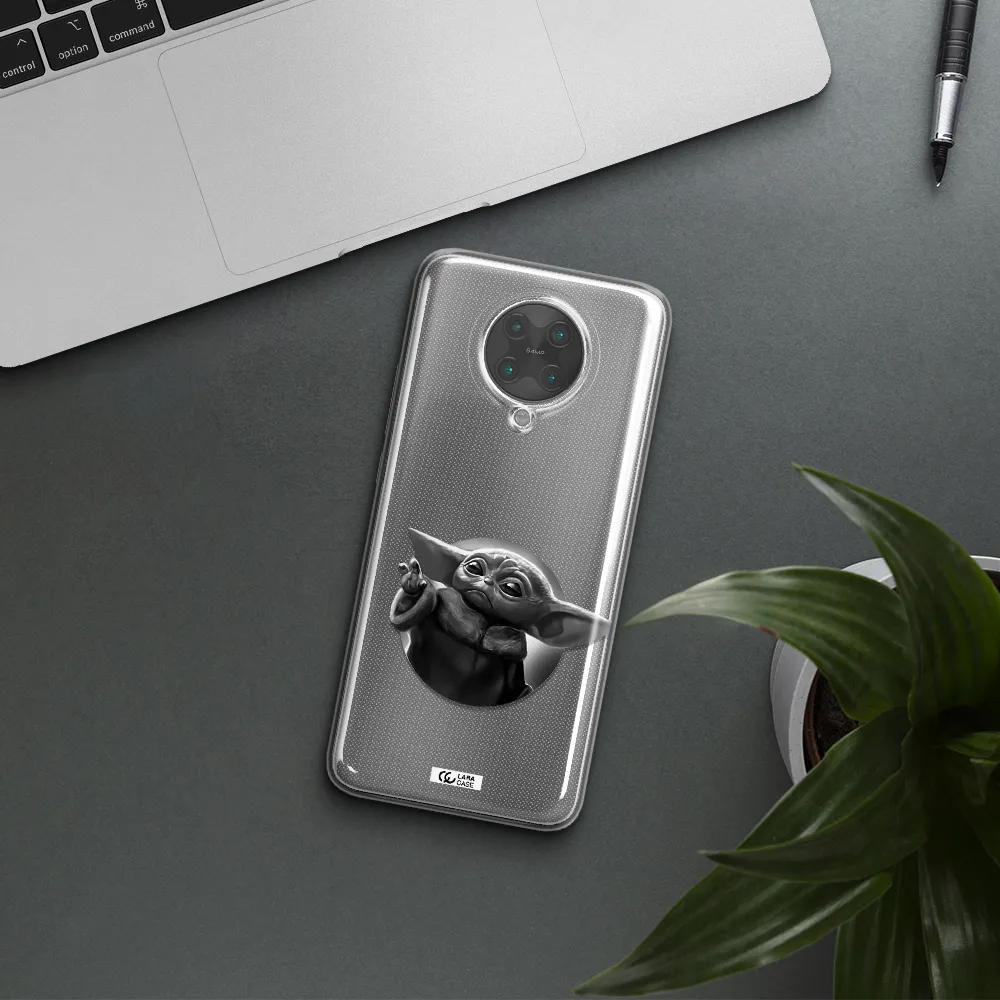 a black and white image of a baby yoda Xiaomi Poco F2 Pro Clear TPU Case