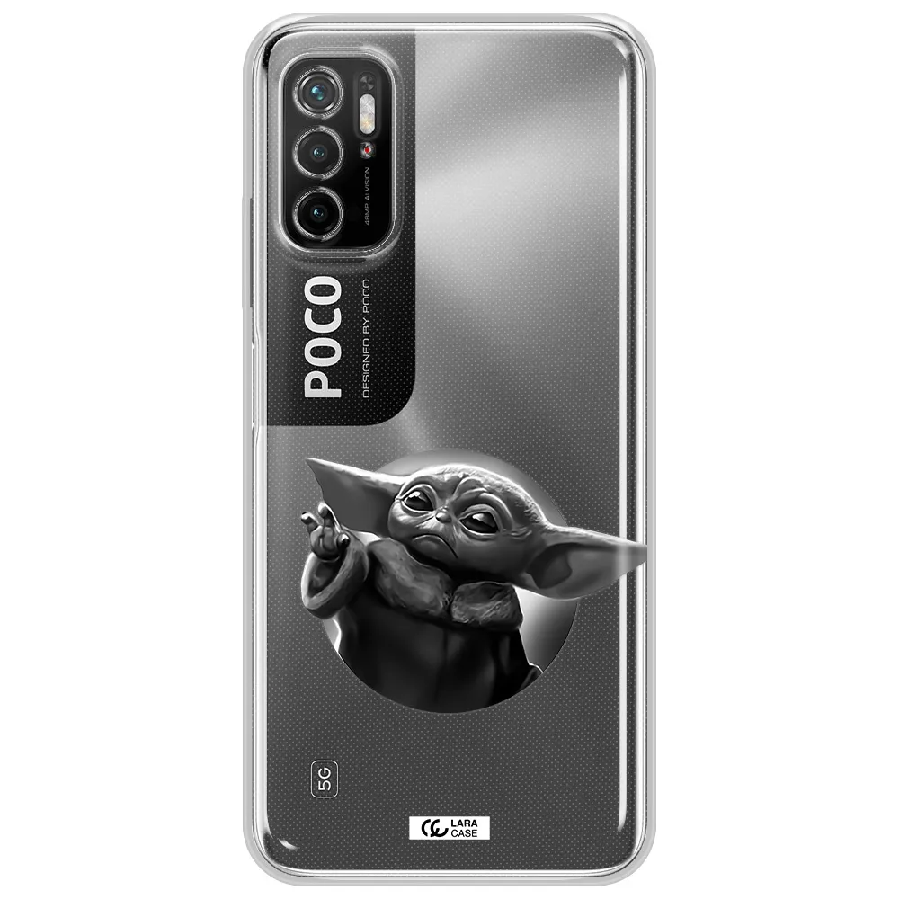 A Black And White Image Of A Baby Yoda Xiaomi Poco M3 Pro Clear Tpu Case