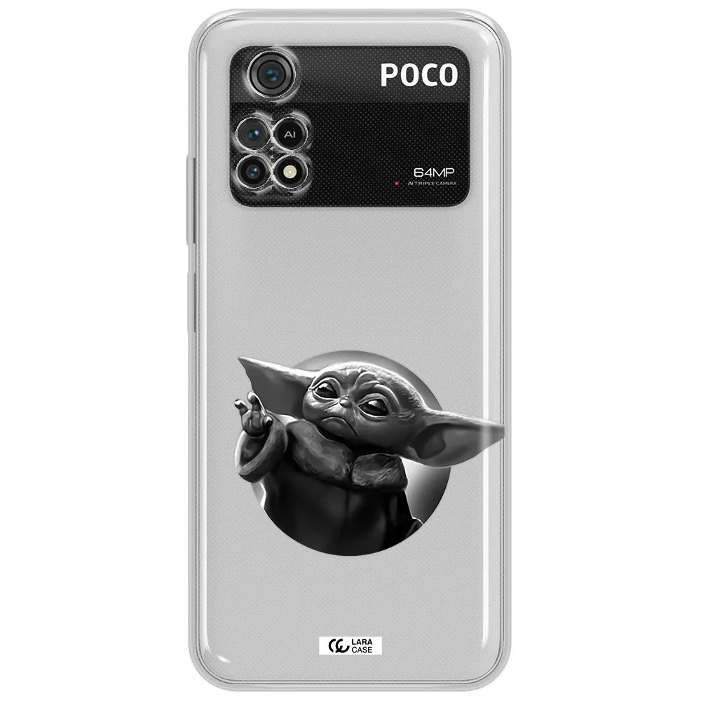 A Black And White Image Of A Baby Yoda Xiaomi Poco M4 Pro 4G Clear Tpu Case