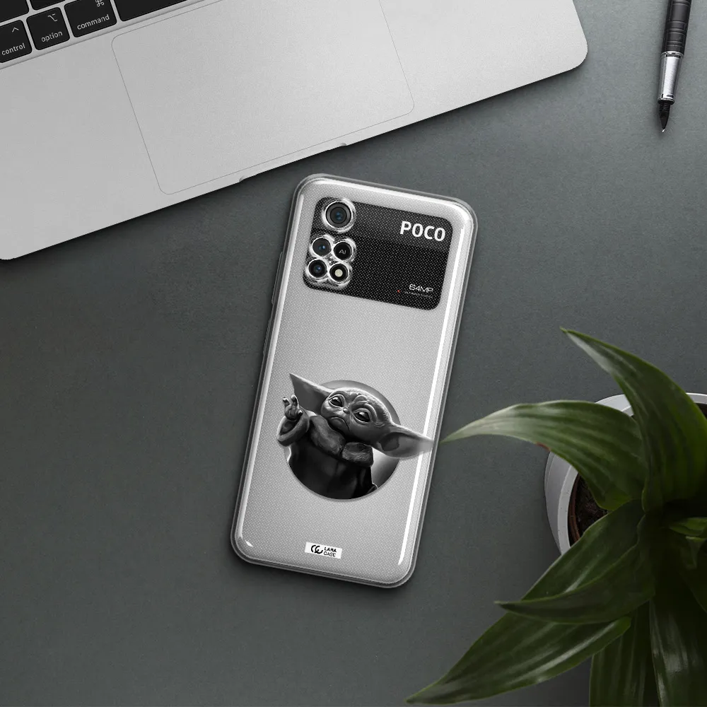 A Black And White Image Of A Baby Yoda Xiaomi Poco M4 Pro 4G Clear Tpu Case