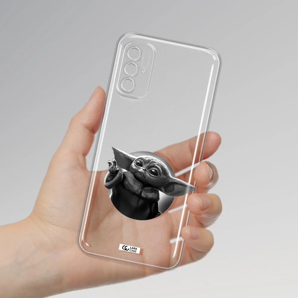 A Black And White Image Of A Baby Yoda Xiaomi Poco M4 Pro 5G Clear Tpu Case
