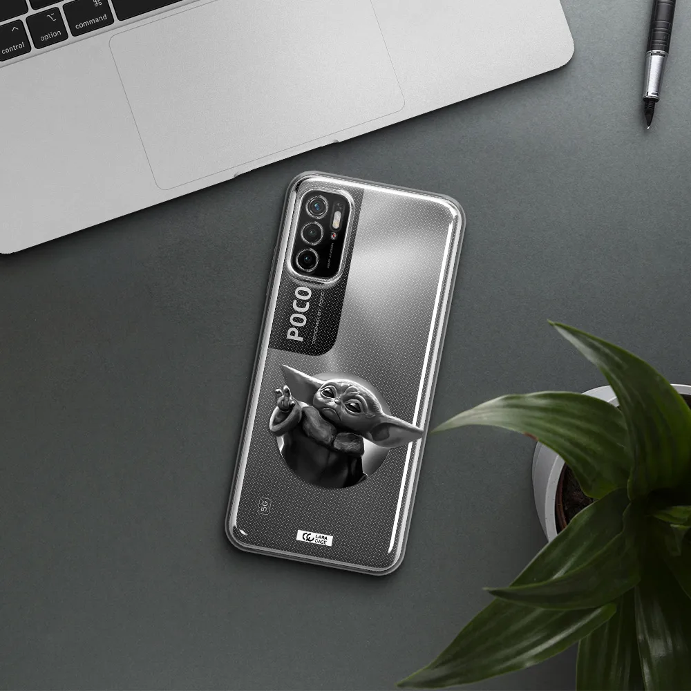 A Black And White Image Of A Baby Yoda Xiaomi Poco M4 Pro 5G Clear Tpu Case