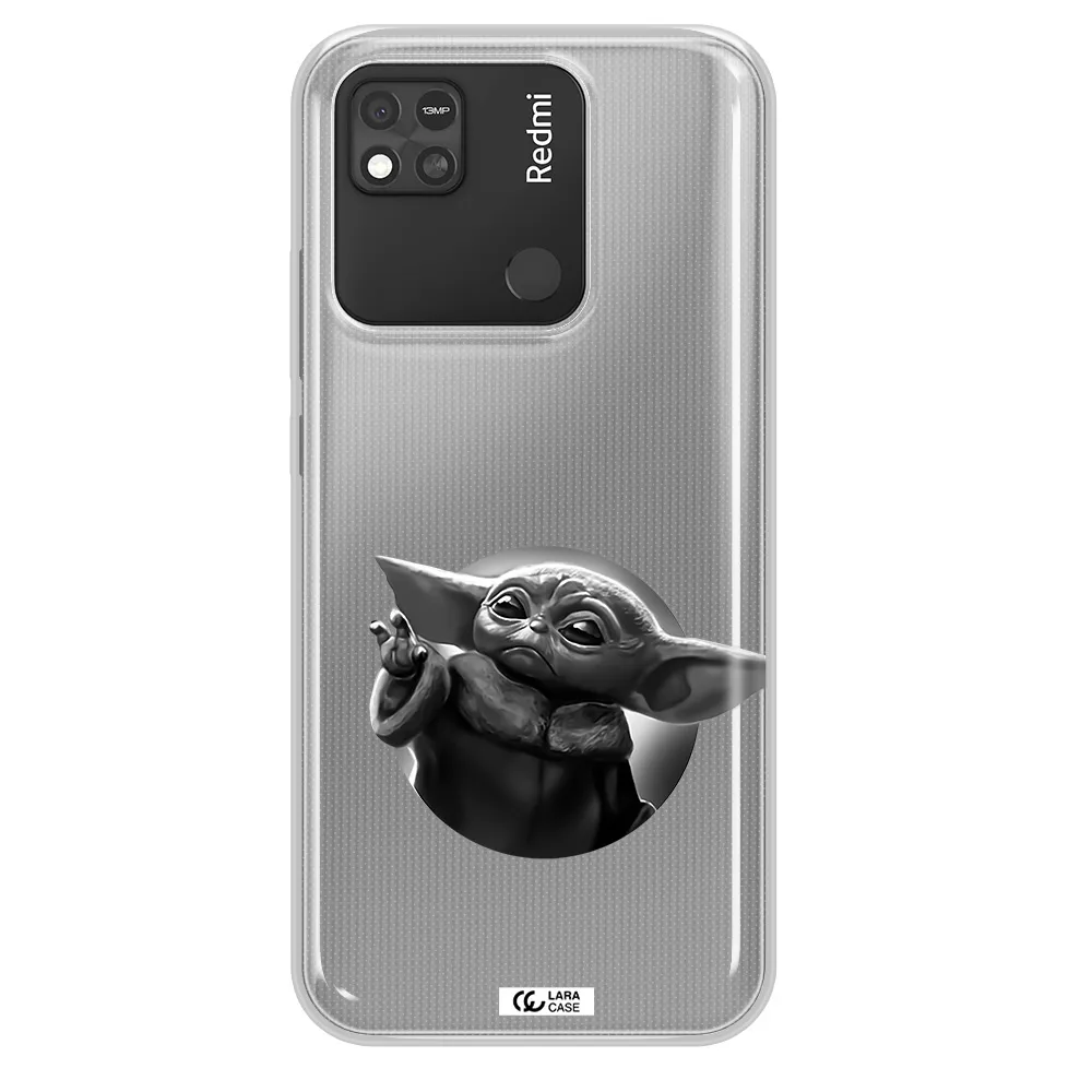 a black and white image of a baby yoda Xiaomi Redmi 10A Clear TPU Case