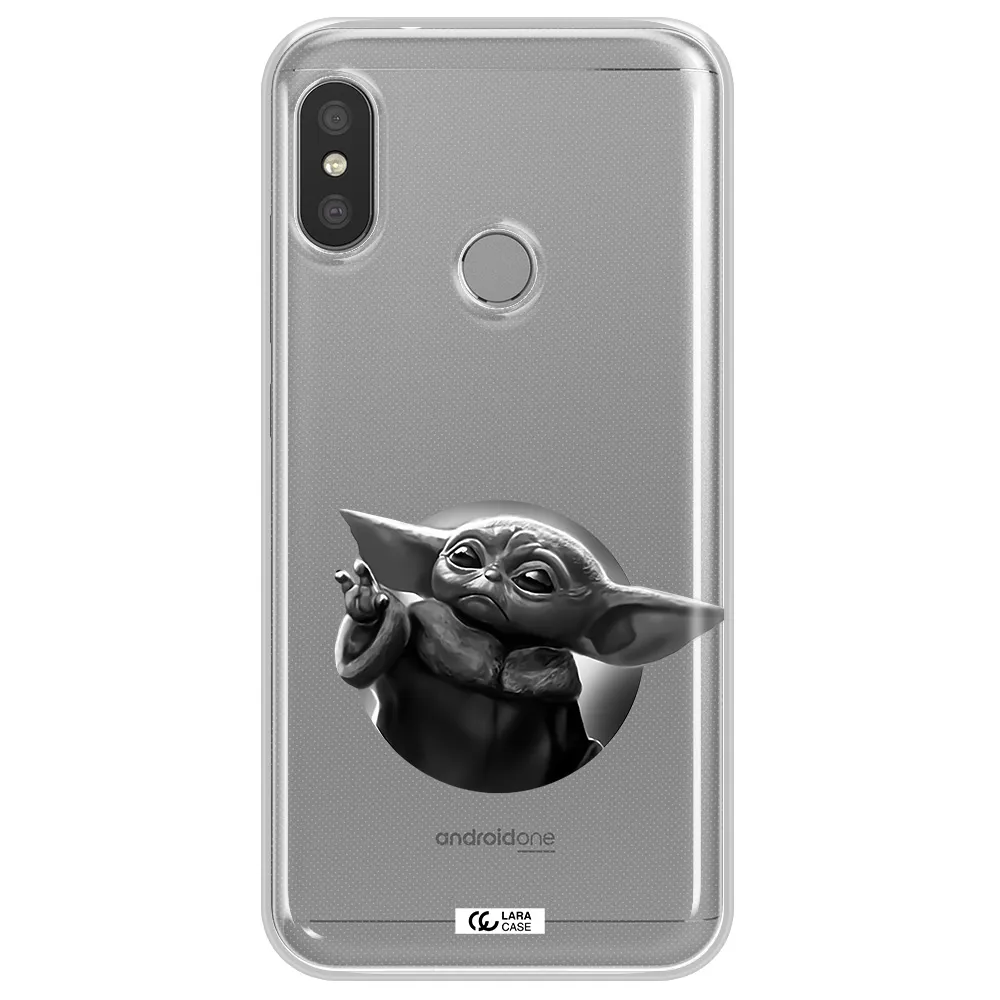 a black and white image of a baby yoda Xiaomi Redmi 6 Pro Clear TPU Case
