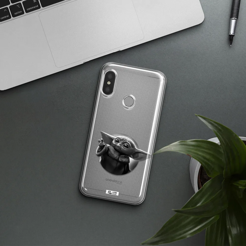 a black and white image of a baby yoda Xiaomi Redmi 6 Pro Clear TPU Case