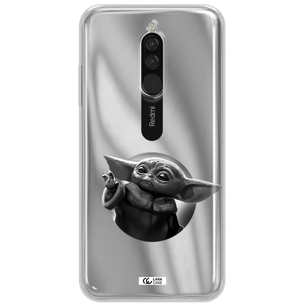 A Black And White Image Of A Baby Yoda Xiaomi Redmi 8 Clear Tpu Case