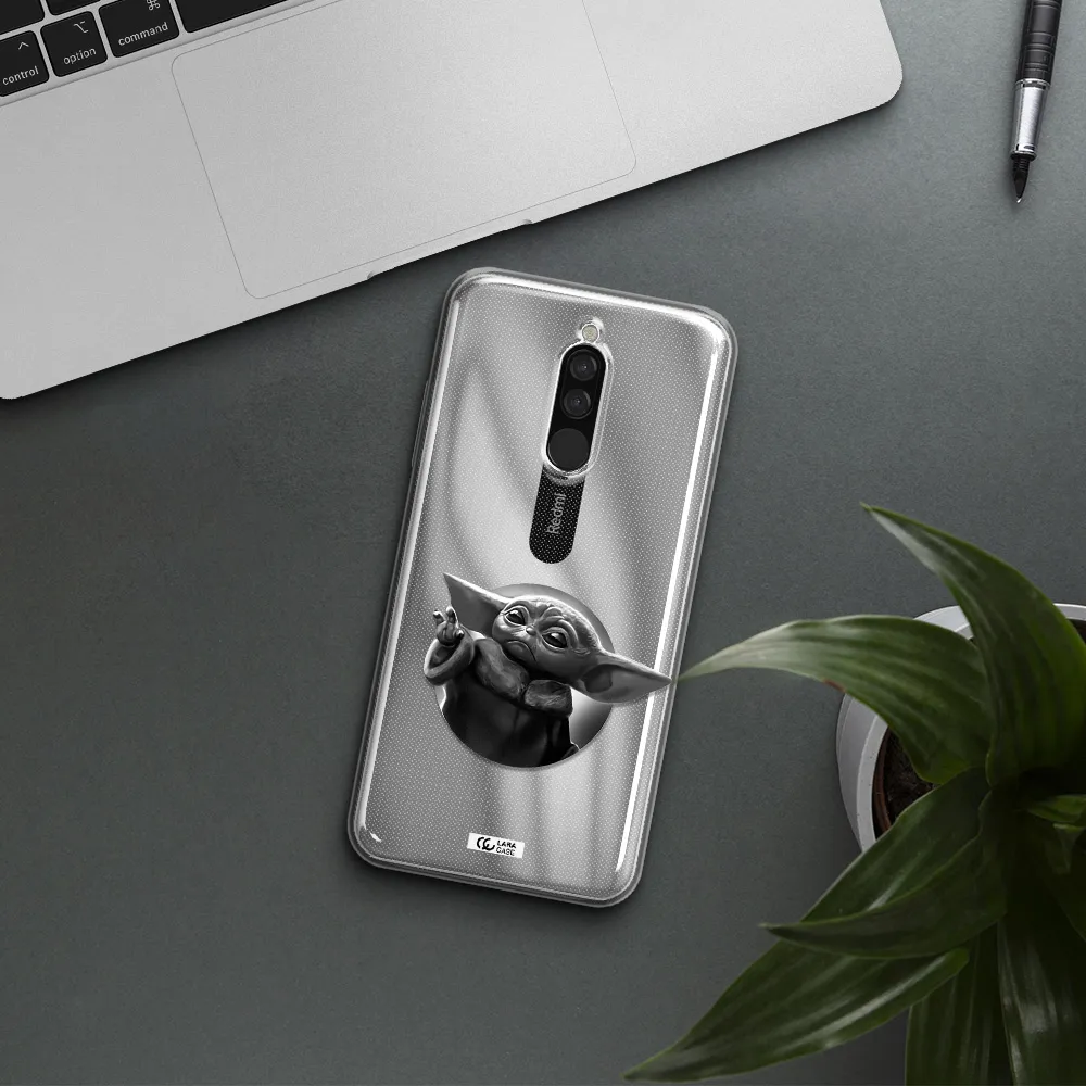 A Black And White Image Of A Baby Yoda Xiaomi Redmi 8 Clear Tpu Case