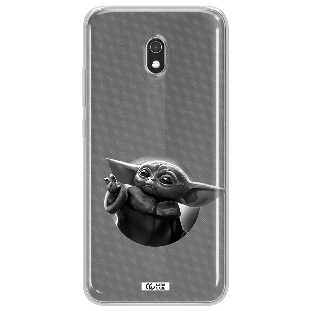 a black and white image of a baby yoda Xiaomi Redmi 8A Clear TPU Case